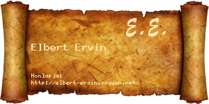 Elbert Ervin névjegykártya